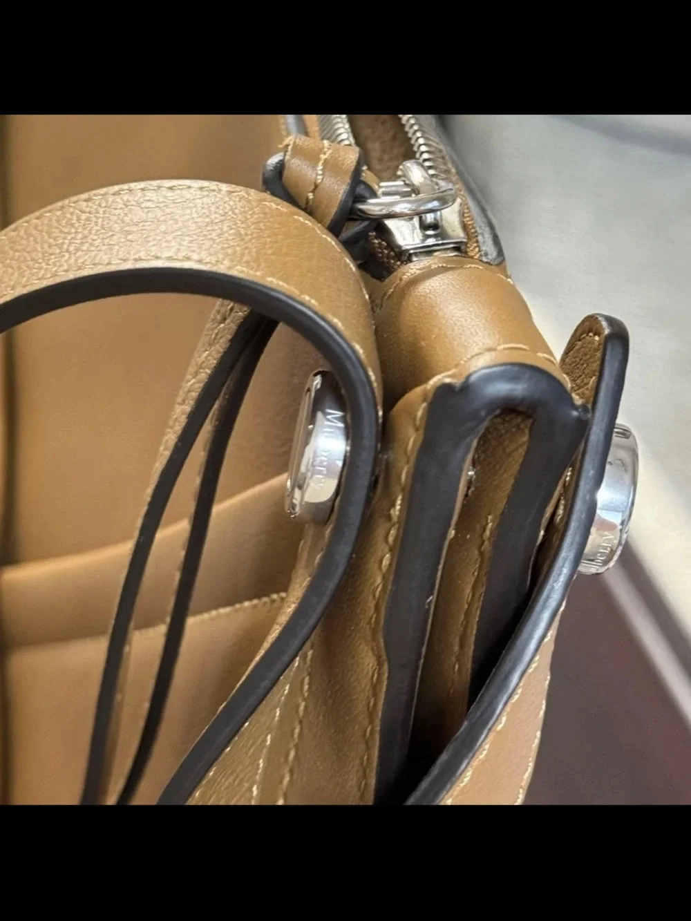 Mulberry Tan Leather Shoulder Bag with Silver Chain